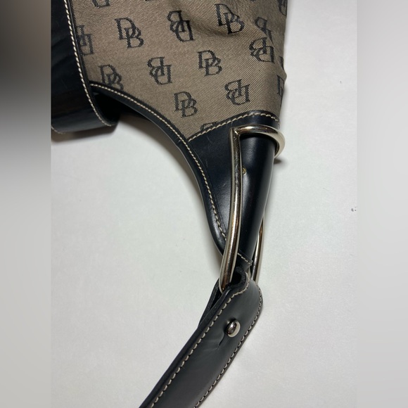 Dooney & Bourke Buckle Bucket Handbag Purse Lock Monogram Signature Black Grey. - Picture 9 of 16